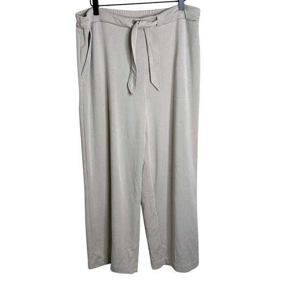 Nicole Miller Wide Leg Light Gray Pants High Rise Elastic Waist Workwear XL - Picture 1 of 8